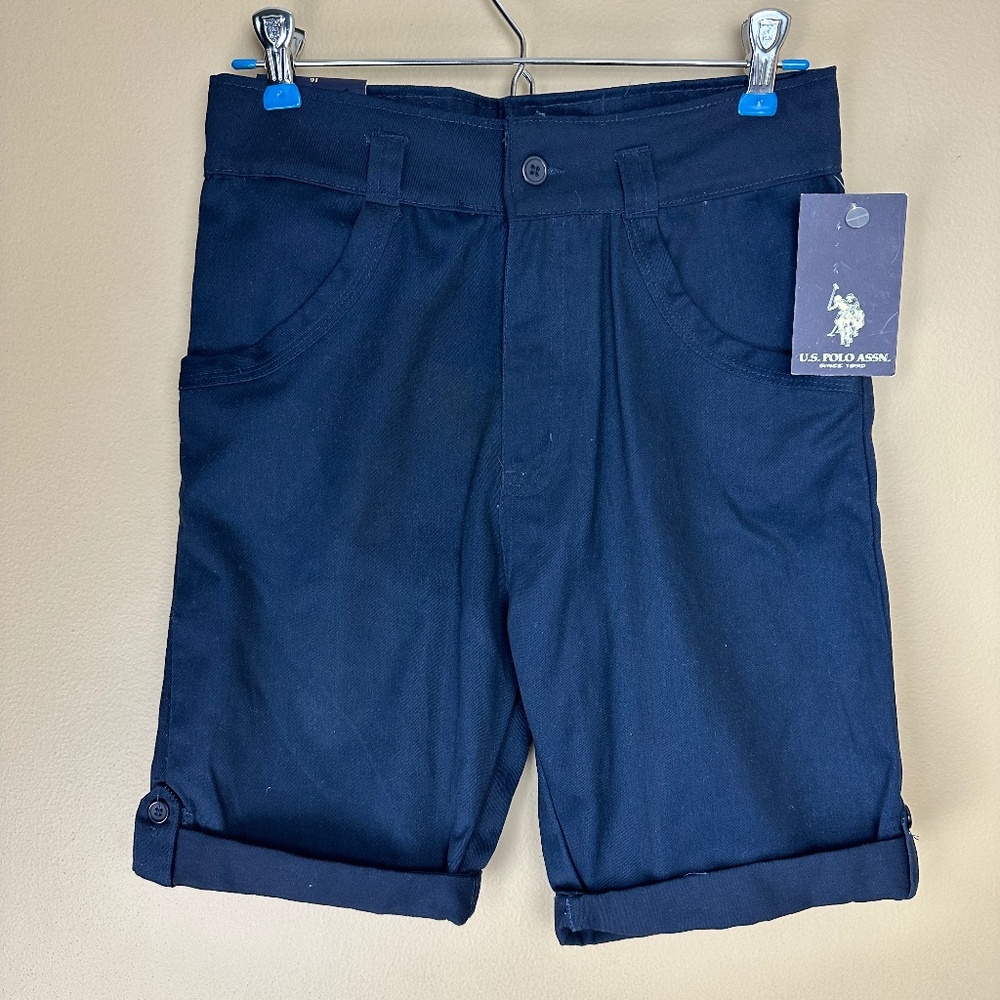 U.S. POLO ASSN.-Girl's Navy Shorts-Size 16-School Uniform-NWT